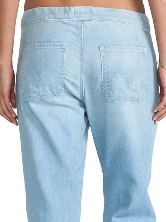 MOTHER The Lazy Daisy Drawstring High Rise Jeans- Straight Leg- Light Wash- 27 - Picture 4 of 14